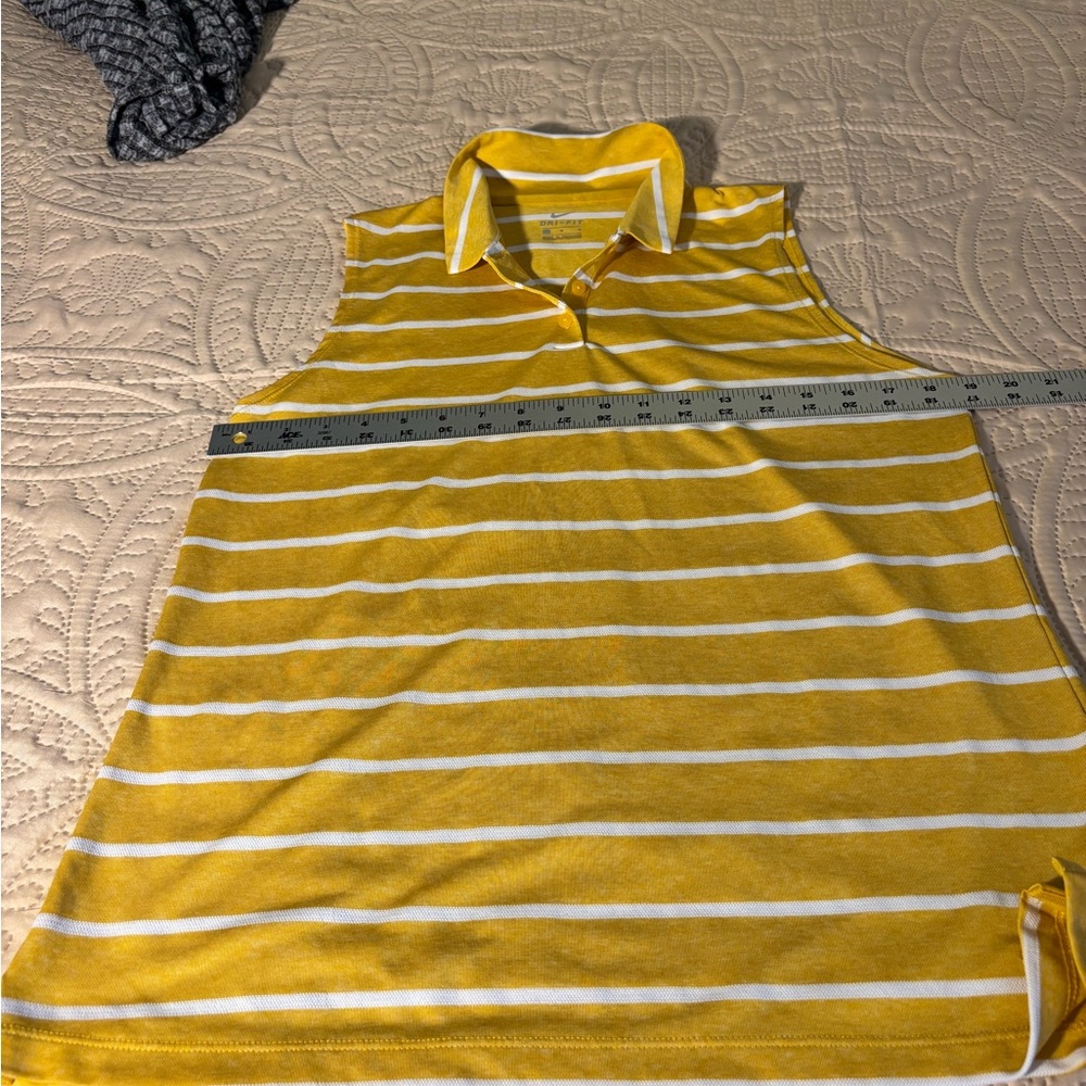 Nike Yellow and White Striped Polo Shirt